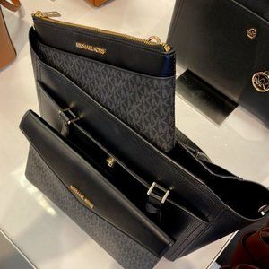 MICHAEL Maisie Large Pebbled Leather 3-in-1 Tote Bag BLACK / BLACK MULTI COLOR